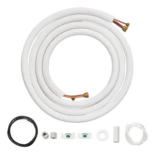 VEVOR 16FT Mini Split Line Set, 1/4 1/2 O. D Copper Pipes Tubing and Triple-Layer Insulation, for Air Conditioning or Heating Pump Equipment HVAC with Rich Accessories (18ft Connection Cable)