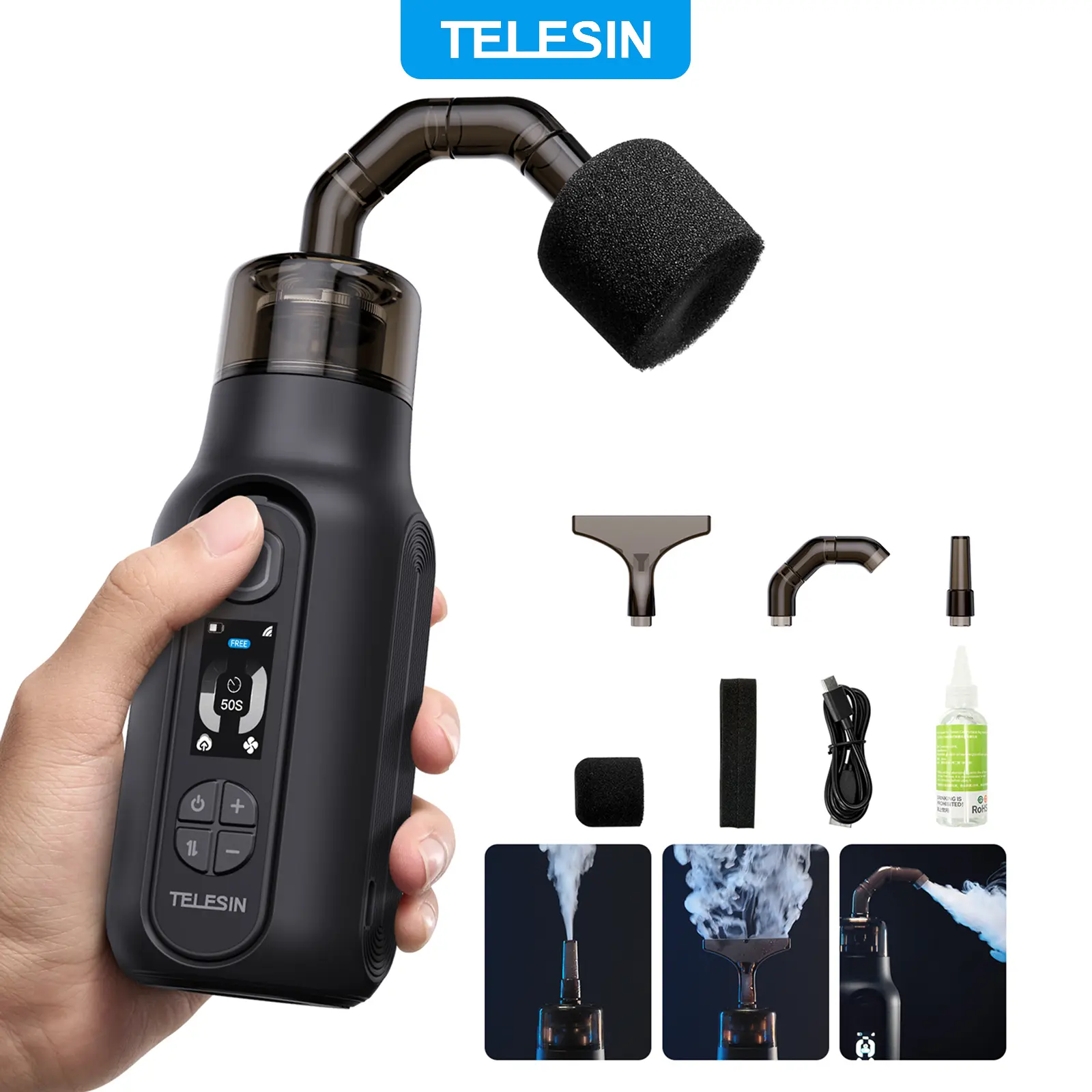 TELESIN Portable Fog  Machine: Rechargeable, Portable, Film Grade Fog Machine for Photography, Lighting Effects, and Professional Filming,Father’s Day Gift