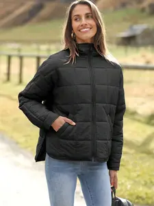 Women's Quilted Cotton Coat With Pockets,Lightweight Short Winter Puffer Jacket,Quilted Streetwear Fashion For Casual Lounge