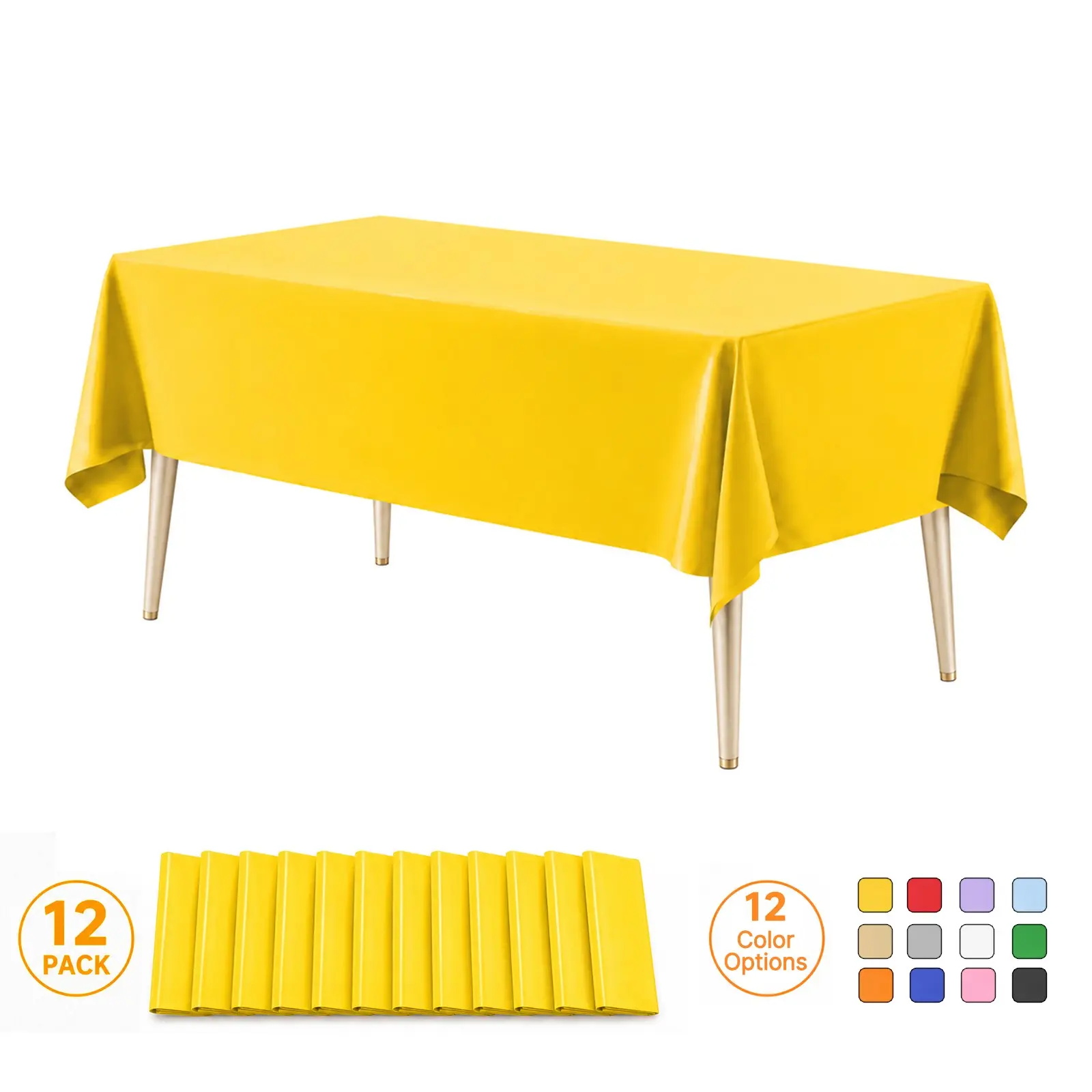 12 Pack Plastic Tablecloths, 54 X 72 Inch Disposable Rectangle Table Covers, Waterproof Party Table Covers for Various Occasions, Party Decor Supplies, Party Supply