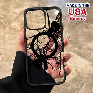 Spider Fight Pattern Magnetic Phone Case for iPhone 15 16 14 Pro Max 13 12 11 XR XS Plus E Non-Yellowing Clear Crystal Drop-proof Slim Silicone Shockproof Transparent Acrylic Cover Supports Wireless Charging