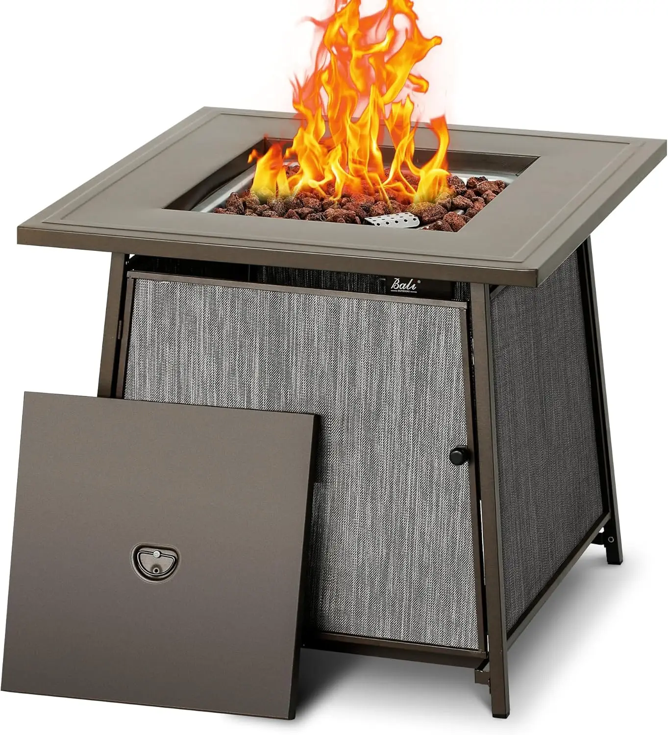 BALI OUTDOORS 28-Inch Square Propane Gas Fire Pit Table – 50,000 BTU with Lid & Lava Rocks for Patio, Backyard, and Deck #springtok