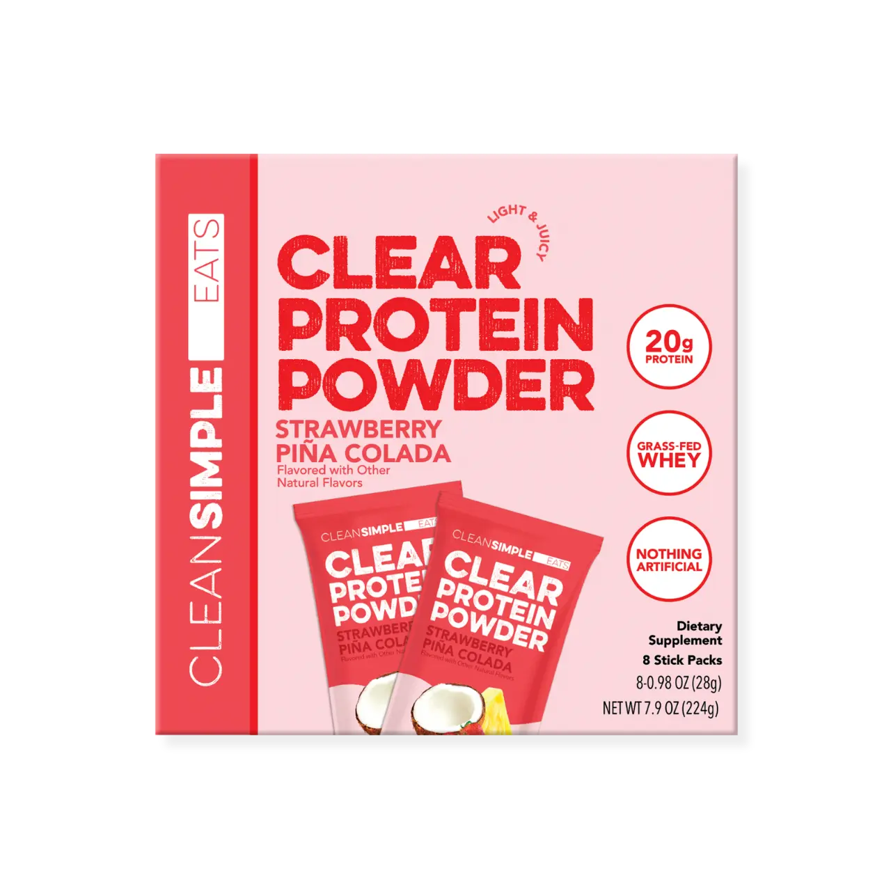 Clear Protein Powder: Strawberry Piña Colada (8 Single Serving Packs) Clear Protein Powder: Strawberry Piña Colada (8 Single Serving Packs)