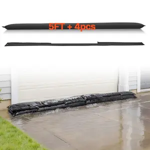 Flood Barrier Kit, 4 Pack, 5 x 0.7 ft Water Activated Flood Bags, Reusable Absorbent Barrier For Home, Doorways, Basements And Garages, Sandless Sandbags For Quick Flood Prevention And Blockage Protection