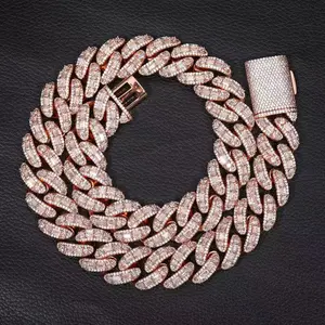 M2-9130 Streetwear Icon Moiss Cuban Link - Timeless Hip Hop Accessory for Trendsetters & Style Enthusiasts Casual Trendy Jewelry Rhinestone Necklace