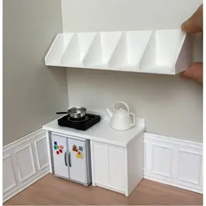 1:12 Scale Dollhouse Kitchen Storage Shelf, Multi-Layer Mini Bookshelf, Pla Model Collection Accessory, Dollhouse Decoration, Playhouse