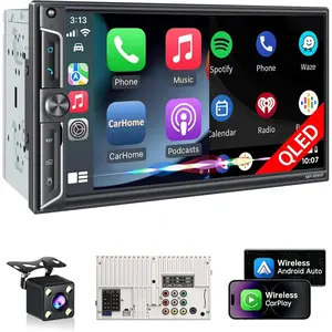 7"  Double Din  Stereo   Play Radio   QLED  Screen,  5.3 Audio Receivers, 1080P Backup Camera, 4.2  Outputs 240W, 2 Subwoofer, FM/AM, SWC
