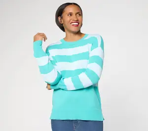 Belle by Kim Gravel Dockside Stripe Crewneck Sweater