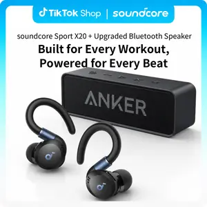 soundcore Sport X20 & Upgraded Bluetooth Speaker by Anker, Workout & Outdoor Audio Bundle, Noise Cancelling, Deep Bass, Waterproof, Long Playtime