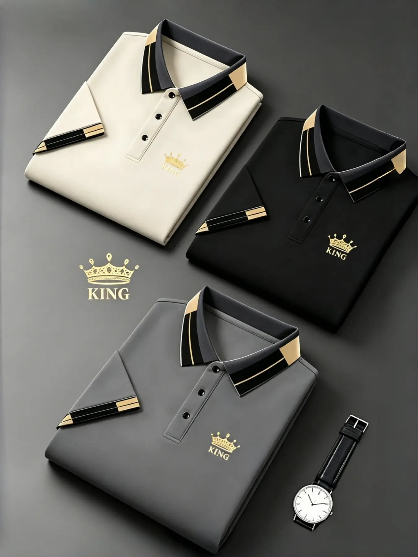 3-Pack Men's Premium Jacquard Collar Polo Shirts, Luxury Printed Short Sleeve Tops, Breathable Casual & Athletic Golf Tennis Training Business Shirts for Men, Breathable Summer Polos