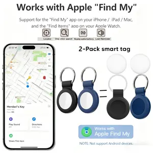 2-Pack mini wireless portable item trackers, smart anti-loss devices, item locators, GPS Tracker, compatible with Find My (iPhone only), wireless key finders, location tracking devices for backpacks, keys, pets, wallets, keychains