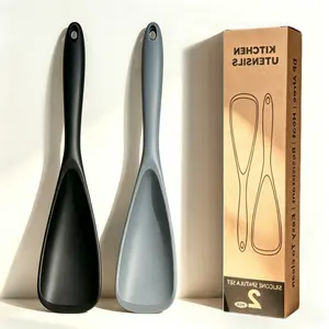 Viral 2pcs Silicone Cooking Spoons for Non Stick Cookware, Multifunction Spatula Spoon BPA-Free One-Piece Design Heat Resistant Kitchen Utensils, Perfect for Scooping Scraping Serving Mixing Stirring Baking Cooking, Ideal for Home Kitchen RV Camping Offic