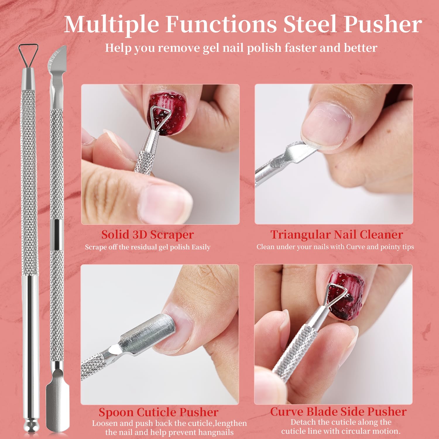 JODSONE Gel Nail Remover - No Soaking No Wrapping, Quick Easy Removal At Home, With Cuticle Pusher & Nail File