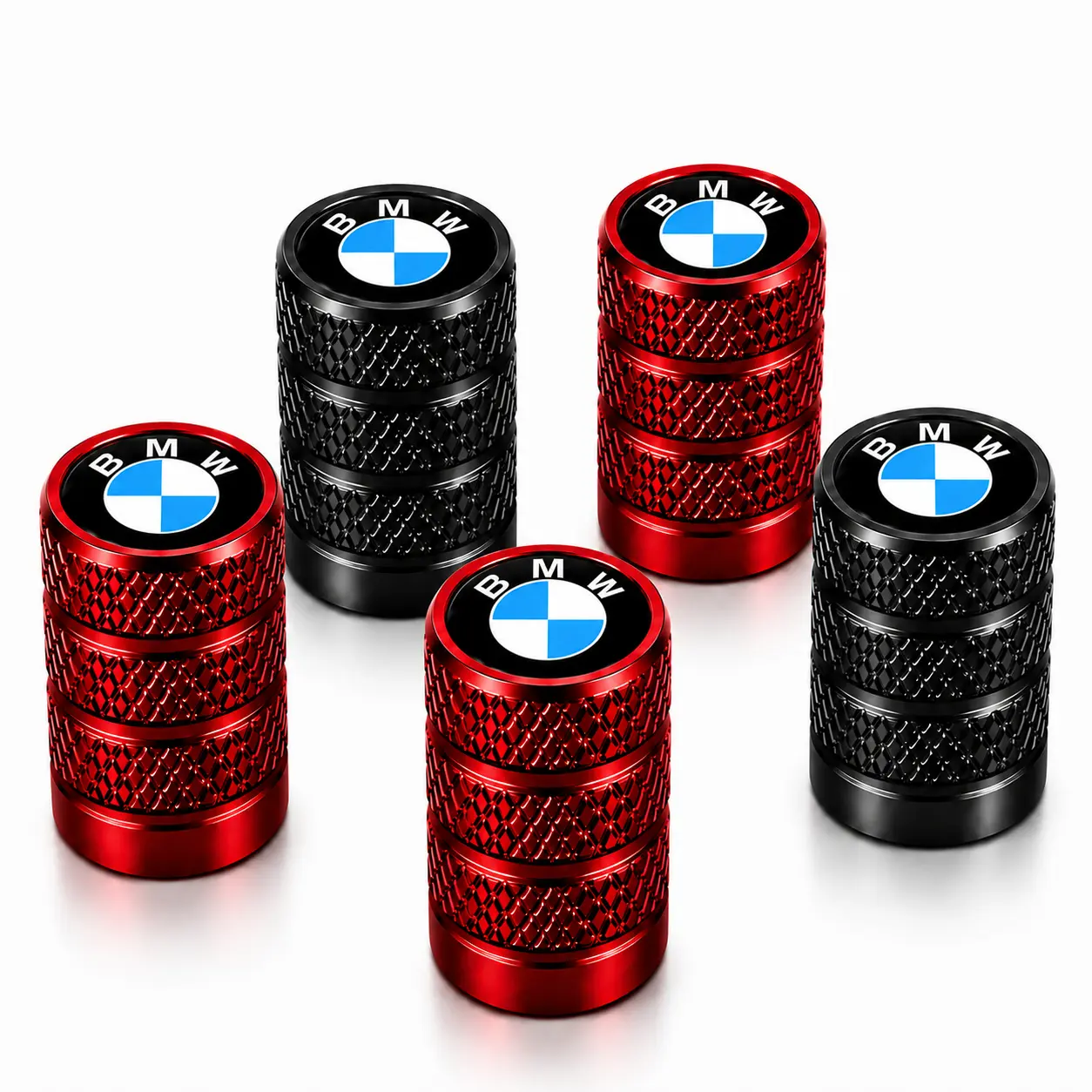 5Pcs Tire Valve Stem Caps with BMW Logo, Premium Waterproof Leakproof Corrosion Resistant Wheel Air Valve Dust Covers, Easy Install Fit for 3 Series 5 Series X3 X5 X1 X7 M3 M5 Luxury Sedan SUV Sports Car Exterior Accessories