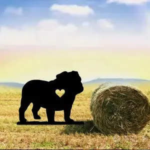 Pug Design Garden Decoration, Iron Art Silhouette Yard Sign, Garden Statue Sculpture Decoration for Courtyard and Outdoor Garden Pet Commemoration