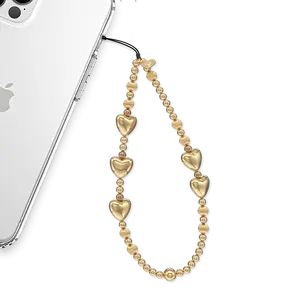 Velvet Caviar Gold Metallic Heart Phone Charm - Handmade Premium Accessory for iPhone & Android, Stylish, Durable, Perfect Gift for Any Occasion