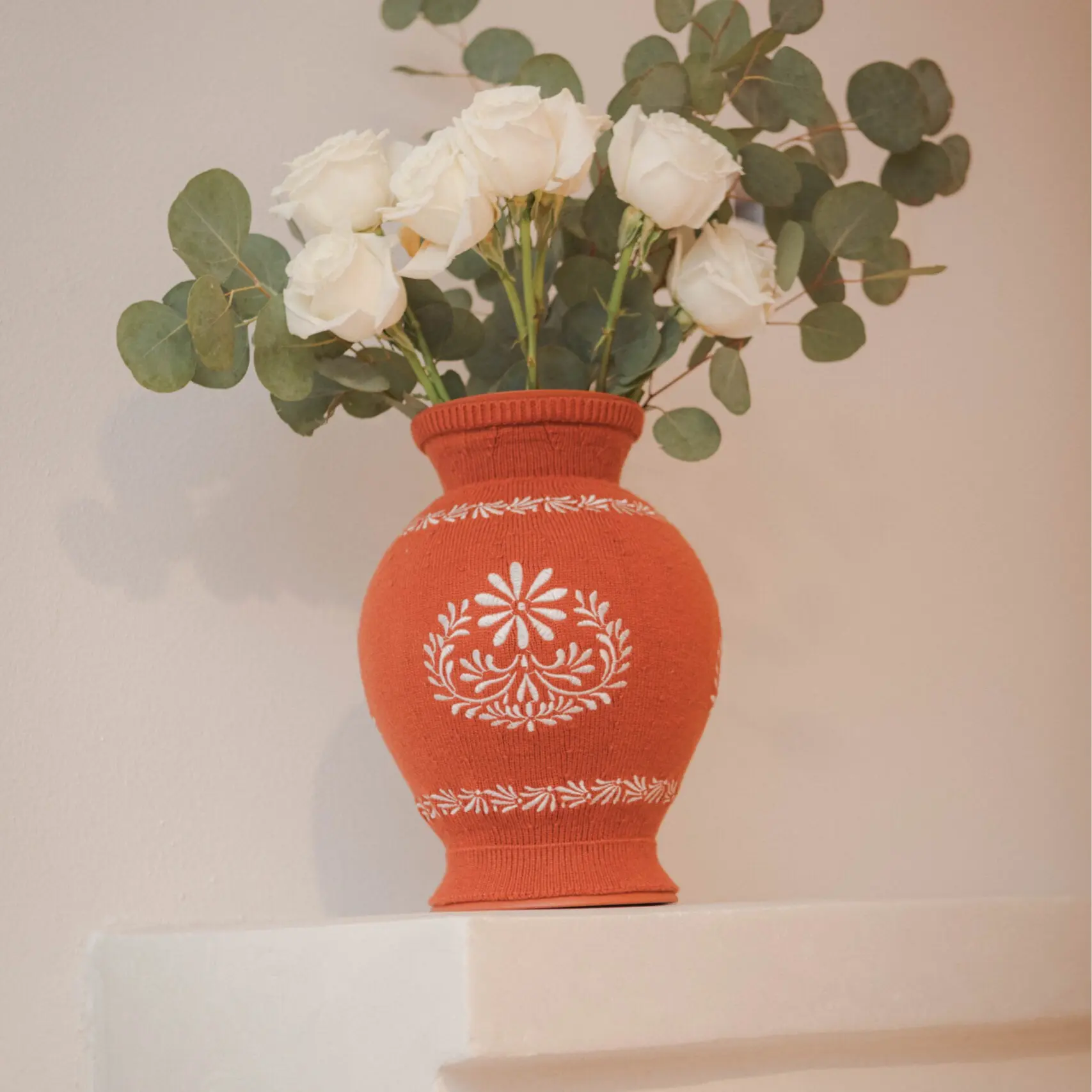 Stainless Steel Decorative Vase with Removable Textile Cover | Mexican-Inspired Home Decor Stainless Steel Decorative Vase with Removable Textile Cover | Mexican-Inspired Home Decor