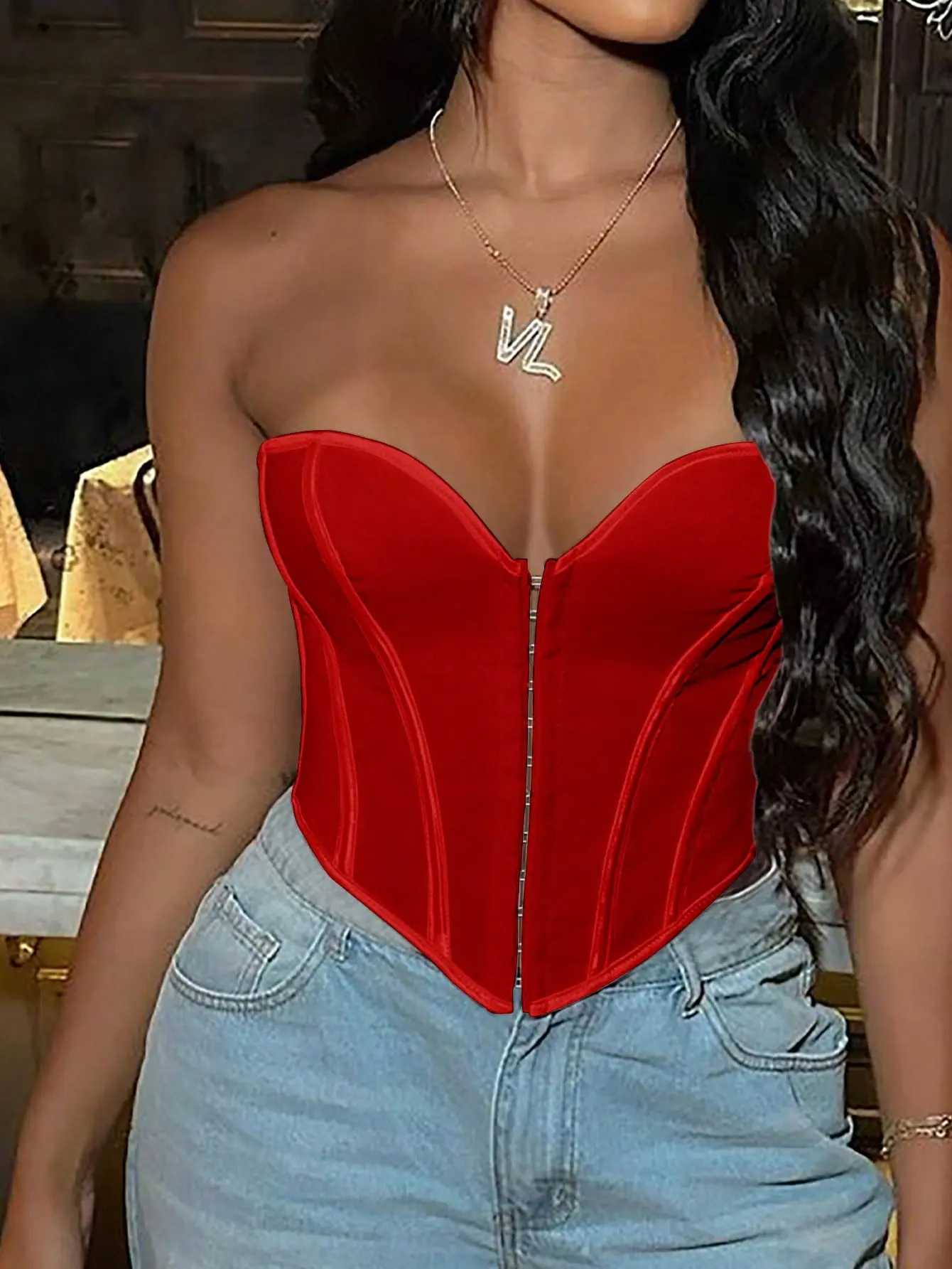 ApperlothA Women's Y2K Corsets Tops - None Strechy, Runs Small, Size up for larger bust, Boned Grommet Eyelet Front Lace Up Back - Backless Overbust Shapewear Corset Tube Top - Valentine Outfits #Summervibes