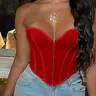 ApperlothA Women's Y2K Corsets Tops - None Strechy, Runs Small, Size up for larger bust, Boned Grommet Eyelet Front Lace Up Back - Backless Overbust Shapewear Corset Tube Top - Valentine Outfits #Summervibes