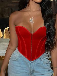 ApperlothA Women's Y2K Corsets Tops - None Strechy, Runs Small, Size up for larger bust, Boned Grommet Eyelet Front Lace Up Back - Backless Overbust Shapewear Corset Tube Top - Valentine Outfits #Summervibes