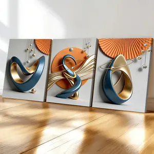 3-count wooden frame canvas, modern light luxury geometric art poster, abstract art decoration, exquisite living room wall decoration, fashionable family poster, suitable for bedrooms, offices, corridor art, Modern Art Design, Artwork, Artistic