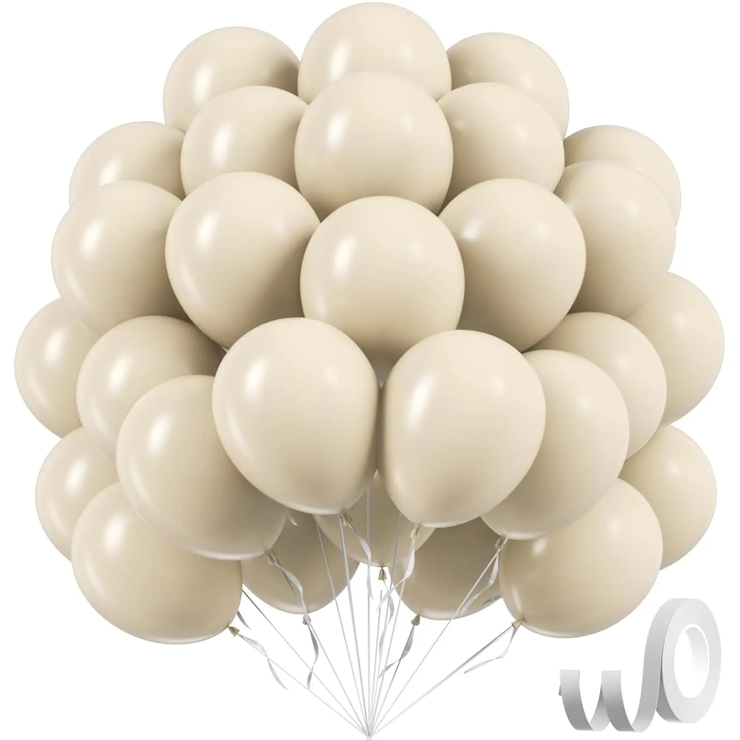50Pcs Sand White & Cream Beige 12 Inch Latex Balloons for Wedding, Gender Reveal, Baby Shower