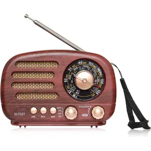 Portable  Radio Retro  Speaker, FM/AM/SW Old Fashion Classic Style, Adjustable Antenna, Rechargeable   & USB , Support TF Card, USB Mp3 Playing