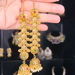 Gold look long sahara jhumki earrings