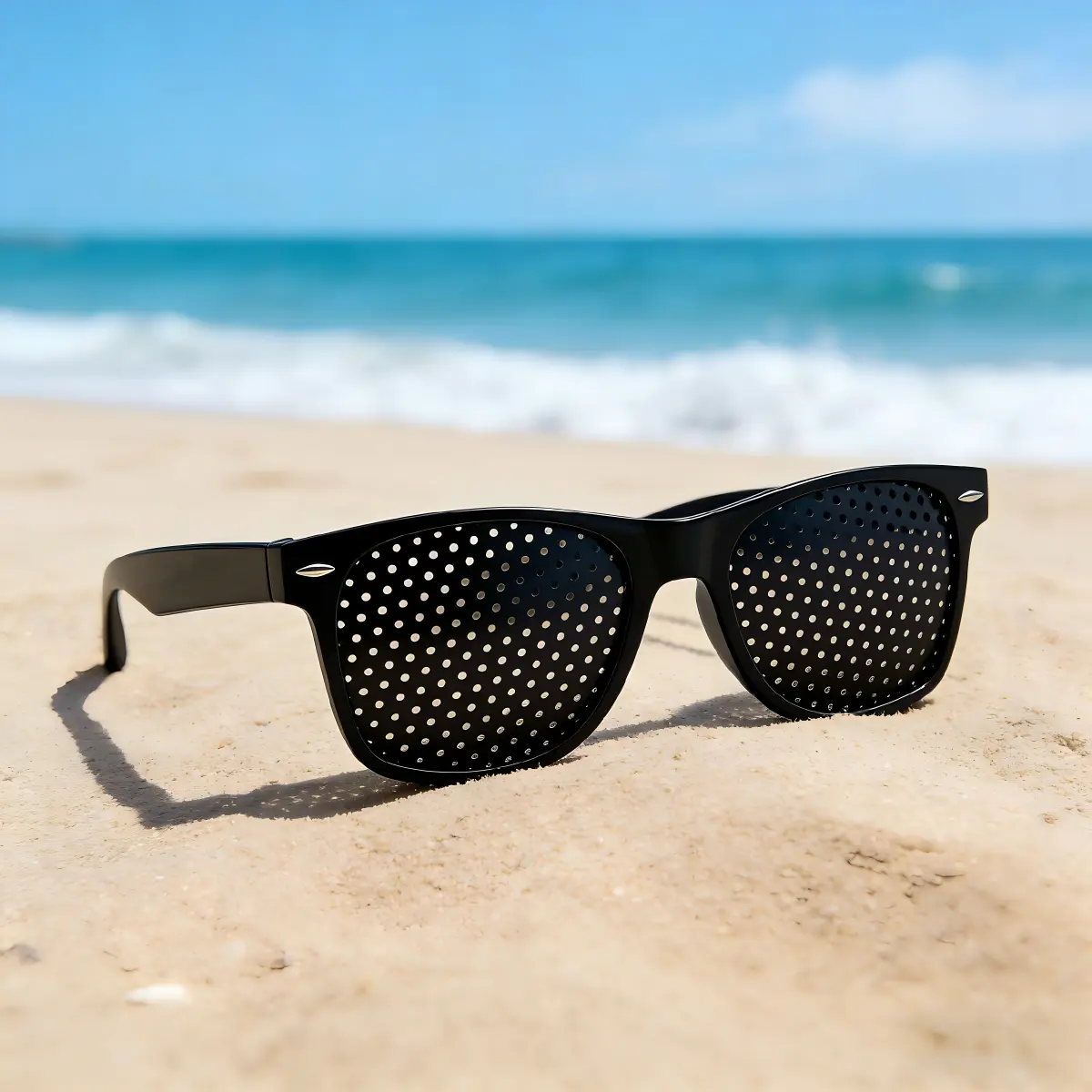 Men's Black Full Rim Pinhole Sunglasses, High Quality Eyewear for Anti-Myopia Vision Correction and Focus Clarity, High Quality Sunglasses, Black-Rimmed, Men's Eyewear, Classic Shades, Rectangular Sunglasses