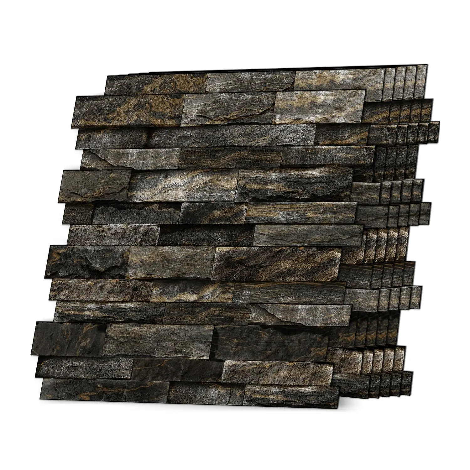 Stone Pattern Wall Sticker, 12pcs/set Self-adhesive Wall Tile Sticker, Wall Decor for Home Kitchen Bathroom Decoration