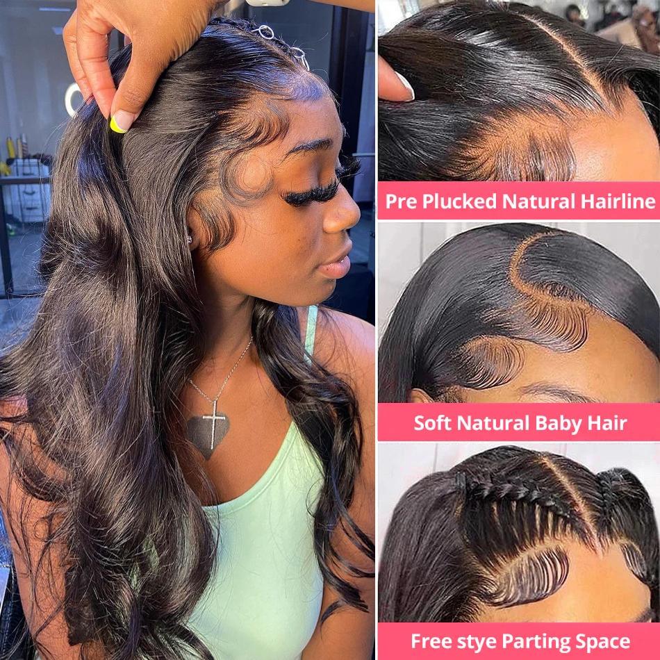 13x6 13x4 Lace Frontal Wigs Human Hair Pre Plucked 180 Density HD Body Wave Lace Front Wigs Human Hair 10A Frontal Wigs Human Hair wigs for Women Glueless Wigs Human Hair Pre Plucked Black wig