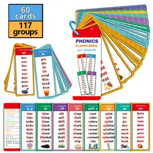 Phonics Word Lists Cards, 117 Groups Phonetic Word Column List, Vocabulary Building Teaching Aids with 900+ Phonics Rhyming Words