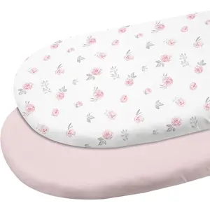 Baby Bassinet Sheets 2 Pack, 100% Organic Cotton Bassinet ted Sheets  Girls Boys, Soft & Breathable Unisex Baby Mattress Sheet  Standard Bassinets 33"x17"(Pink)