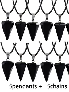 10-Piece Conical Pendants Set with Leather Chains, DIY Jewelry Making Kit, Perfect for Parties and Graduations