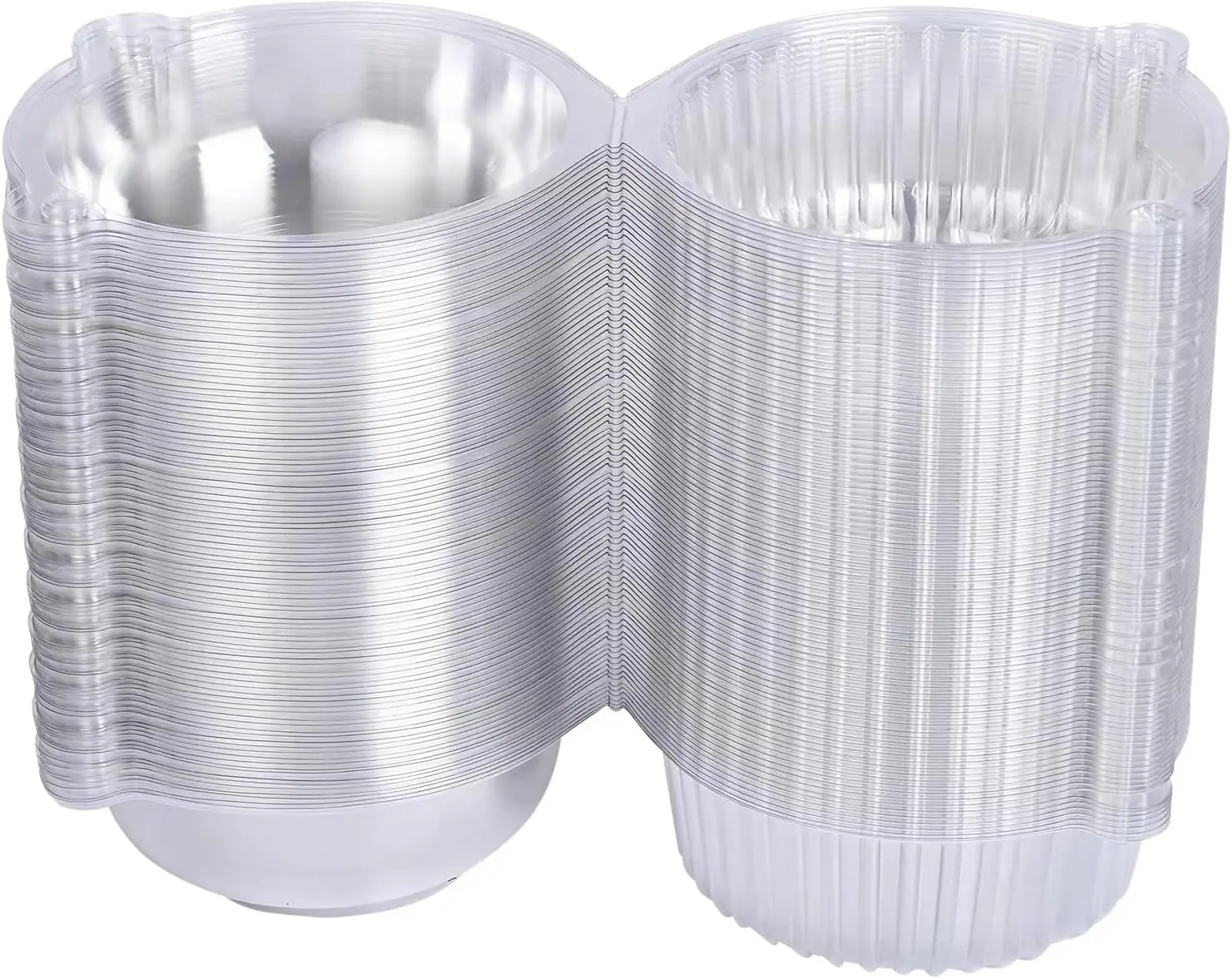 100 piece Jumbo Muffin Containers，extra large Transparent single Cupcake Containers, muffin container for home,clear plastic muffin containers (External size 4.3× 3.5 inches, 100 piece)