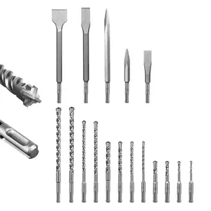 17PCS SDS Plus Rotary Hammer Drill Bit Set - Concrete Drill Bit Kit - Cross Type Double Thread Carbide Material - Suitable for Concrete, Hammer Drill Bits