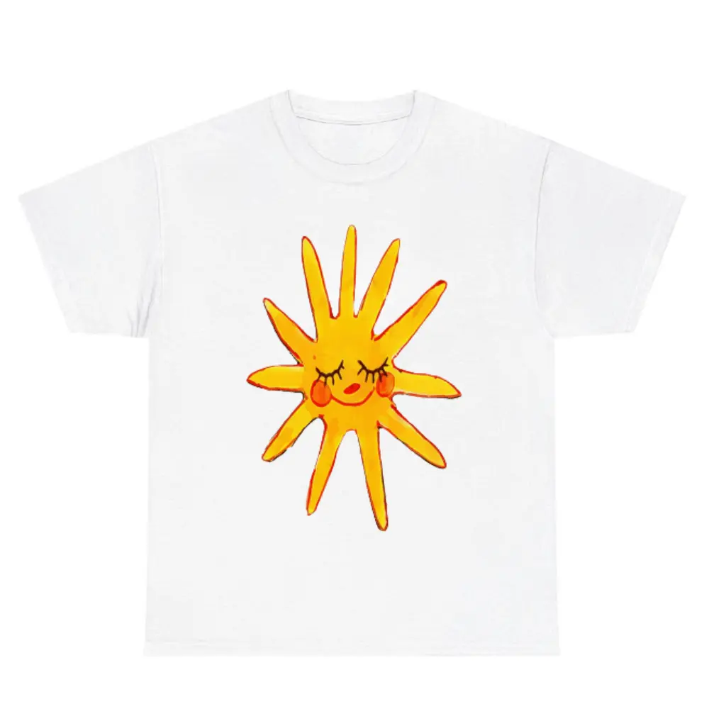 Sun Printed Pattern T-shirt, New Summer Fashion Short Sleeve, Unique Creative Style Top