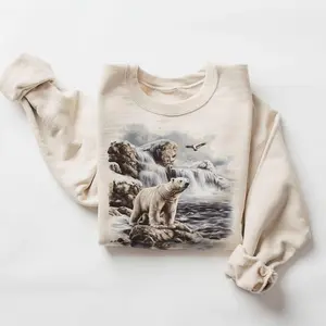 Vintage (Phuhi) Polar Bear Arctic Sea Scene Sweatshirt - 90s Wildlife Watcher Bear Gift - Polar Bear Outfit - Boho Unisex Adult and Youth T-shirt