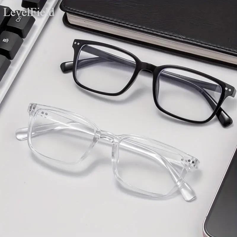 LevelField 2-Pack Blue Light Blocking Glasses for Men Women Rectangular Frame Computer Glasses Lightweight Full Rim Clear Lens Anti Eye Strain Eyewear for Work Office Gaming Study Daily Use