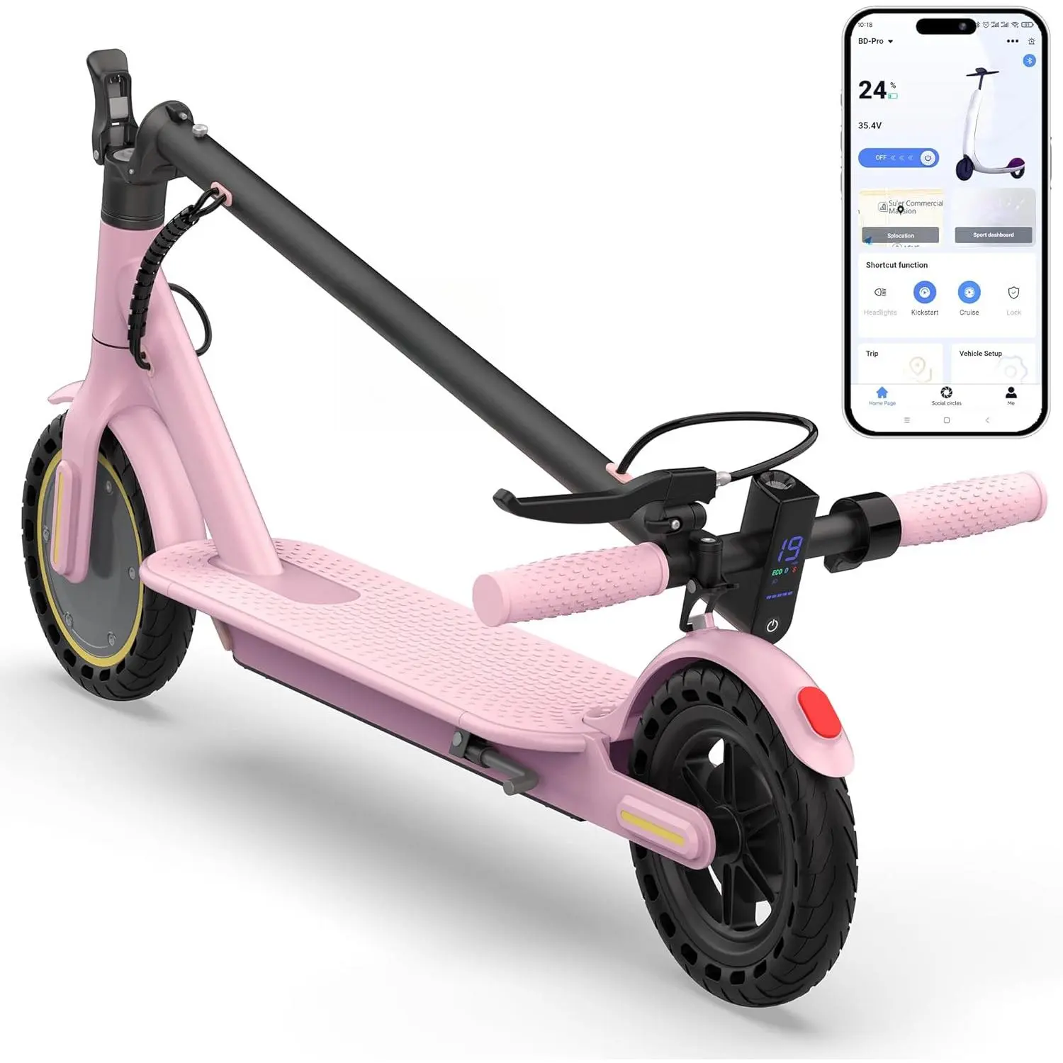 Electric Scooter, 500/350W Motor & 10"/8.5" Solid Tires, Up to 22/19 MPH & 25/15 Miles Rang, Foldable Commuter E Scooter for Adults & Teens