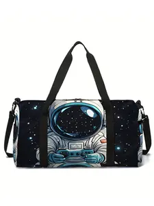 Astronaut Game Pattern Large-Capacity Travel Duffel Bag, Portable Handheld Storage Bag