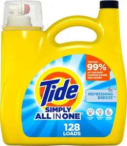 128 Loads 168 fl oz Simply All-In-One Liquid Laundry Detergent, Refreshing Breeze Scent