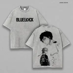 KAISER x ISAGI Blue Lock Anime Double Printed Vintage Washed Tee Unisex Oversize Anime Manga Washed Heavyweight Cotton T-shirt, Gift For Anime Fan, Anime Lover