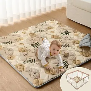 Baby Play Mats for Floor, 50x50 Playpen Mat, Thick Cushioning Padding Foam Playmat for Baby and Toddlers Infants, Non-Slip & Machine Washable, Earth Tones Design