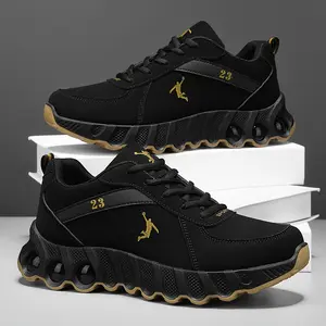 Outdoor Running Casual Trainers Men Women Breathable PU Upper Lightweight Sneakers Black White Gold