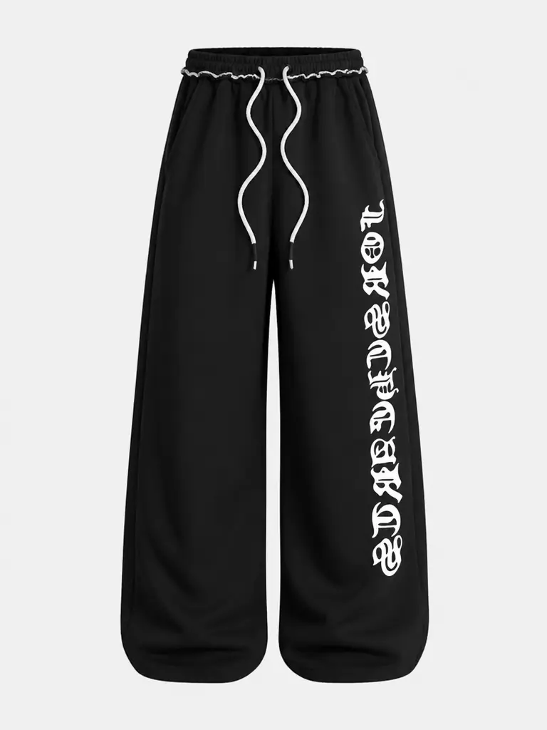 Unisex Letter Embroidered Baggy Barrel Sweatpants, Elastic Drawstring Waist Casual Trousers, Y2K Streetwear Loose Vintage Joggers, Summer Outfits, Father's Day Gifts