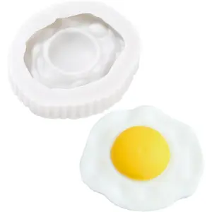 3D Fried Egg Simulation Silicone Chocolate Mold, Artificial Food Mold for Cake Topper Cupcake Decorating Baking Tools