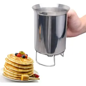 900ML Stainless Steel Handheld Pancake Batter Dispenser Professional Batter Funnel Kitchen Tool for Baking Cake Cupcakes Crepes Waffles