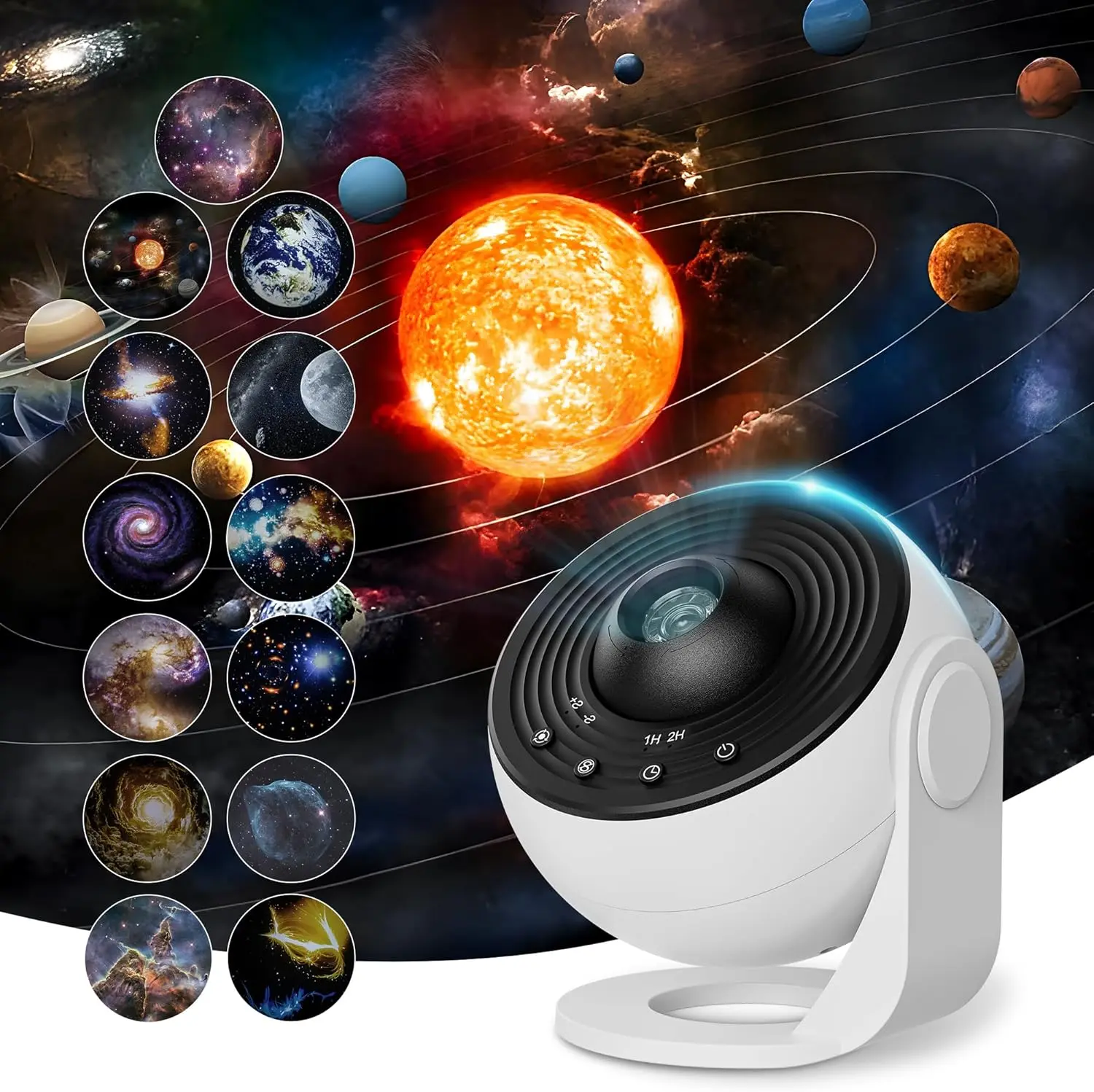 Starry Sky Projector, 13-in-1 Planetarium Projector Light (featuring Solar System and Constellation patterns), Ceiling Night Light — Supports 360° rotation and timer functions, equipped with an adjustment knob; ideal as decorative lighting for camping.