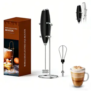 Powerful Milk Frother - 2in 1 Handheld Coffee Frother and Egg Whisk - Portable Mini Frother with Stand - Blending Drink Blender and Frother for Coffee, Latte, Matcha, Hot Chocolate